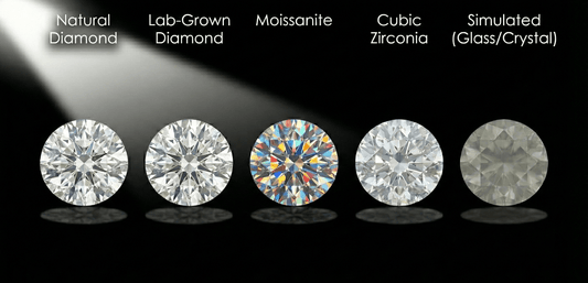 2026 Gemstone Guide: Diamond vs. Lab-Grown vs. Moissanite vs. CZ vs. Simulants - La Pretti