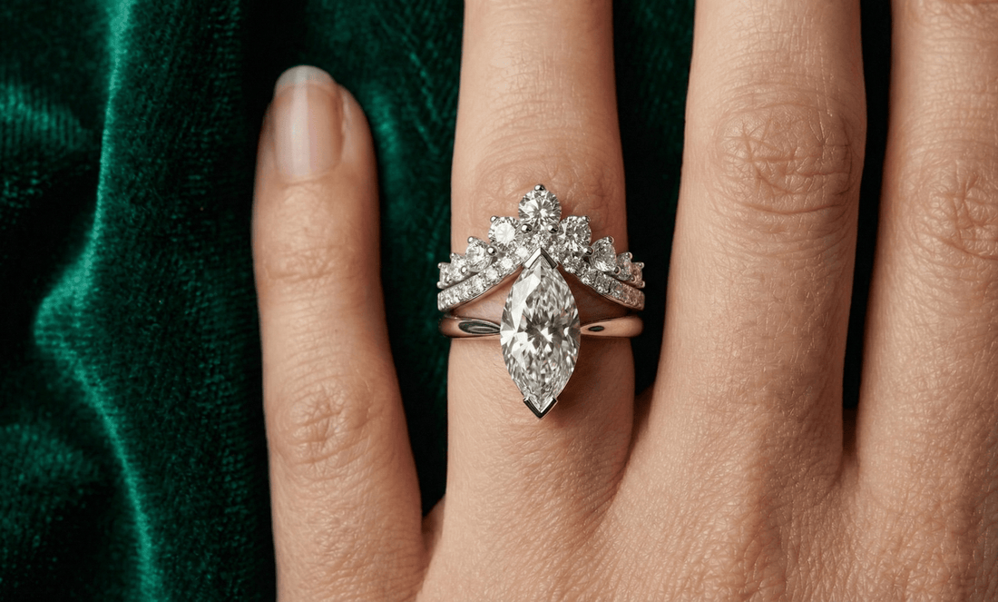 How to Pair a Marquise Engagement Ring with a Wedding Band - La Pretti