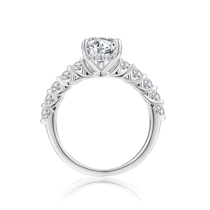 Pear Shaped Moissanite Solitaire Engagement Ring in Pave Setting (3ct. ) - La Pretti