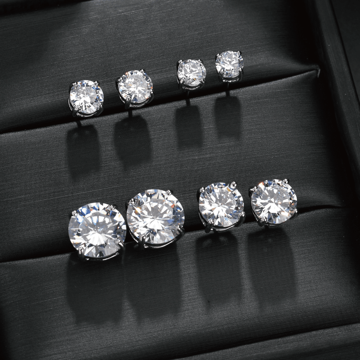 Round Moissanite Stud Earrings 18K White Gold Plated Sterling Silver (1 - 2ct. ) - La Pretti