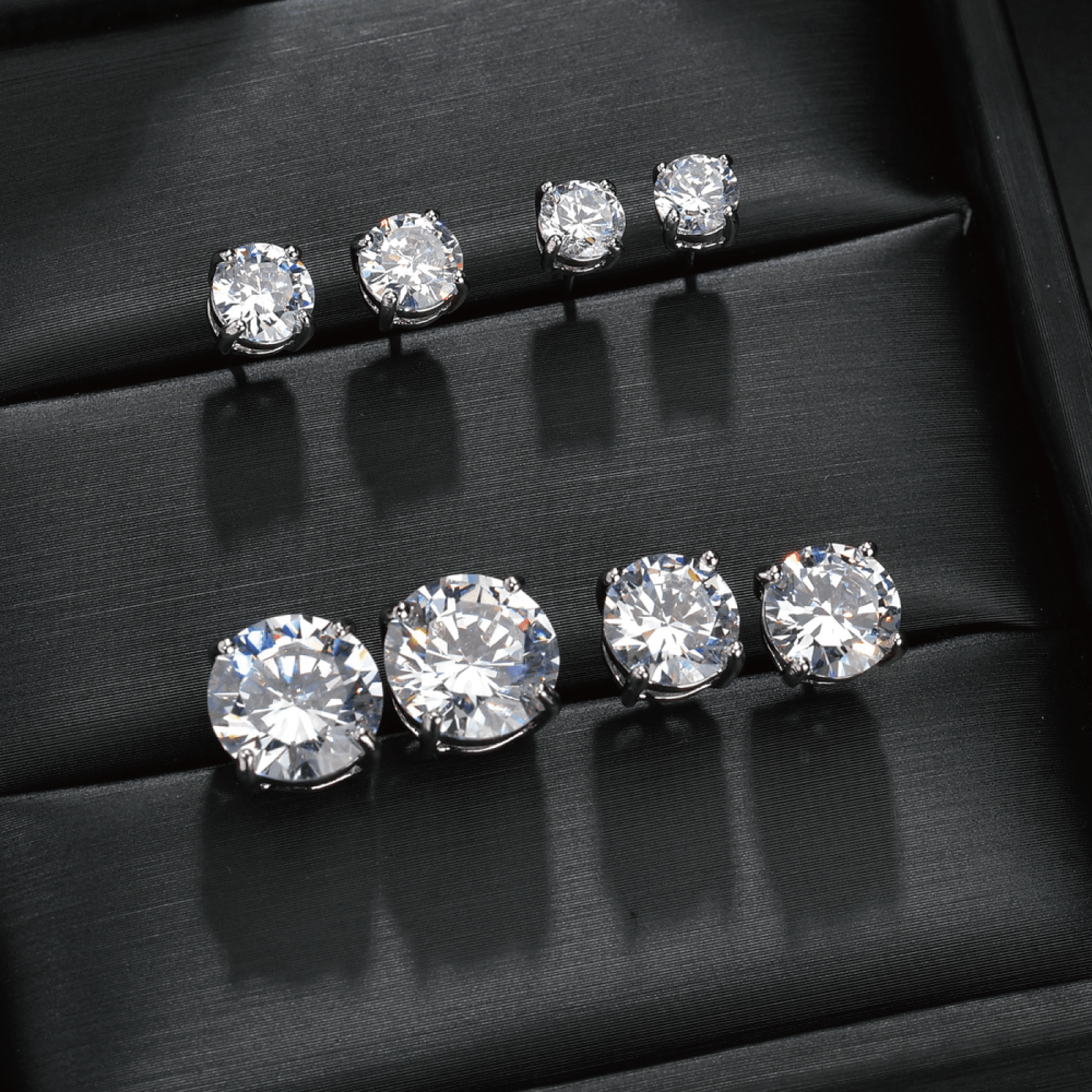 Round Moissanite Stud Earrings 18K White Gold Plated Sterling Silver (1 - 2ct. ) - La Pretti