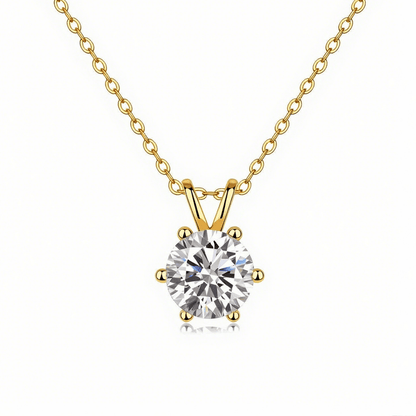Round Moissanite Solitaire Pendant Necklace in 6 Prongs with Enhancer Bail (2ct. ) - La Pretti