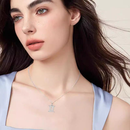 Zodiac Customized Moissanite Pendant Necklace of 'Cancer' in Channel Pave Setting - La Pretti