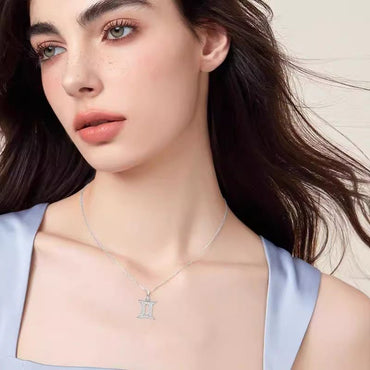 Zodiac Customized Moissanite Pendant Necklace of 'Taurus' in Channel Pave Setting - La Pretti